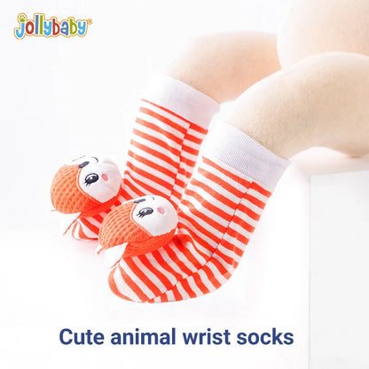 Jollybaby 4-Pack Newborn Koala Animals Soft Stuffed Infant Wrist Rattles Baby Rattle Socks Toys Set Comfortable Toy Gift