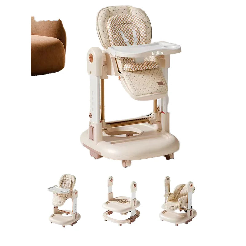 Kidilo 6-36 Months 3 in 1 Foldable Baby High Chair, Non-Toxic Feeding Chair for Home & Small-Space Toddler & Baby Dining KD015