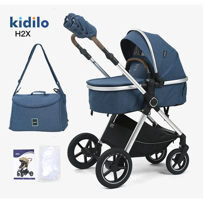 Kidilo 0-3 Years 3 in 1 Baby Stroller with Car Seat Non-Toxic Durable Foldable Travel Stroller for Toddlers Family Trips H2X