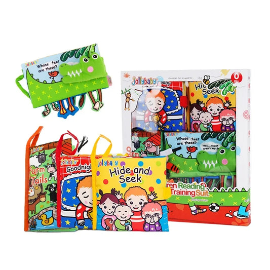 Jollybaby Hot Sale Soft Cloth Book Set Early Childhood Education Toy for 0-3 Year Old Babies
