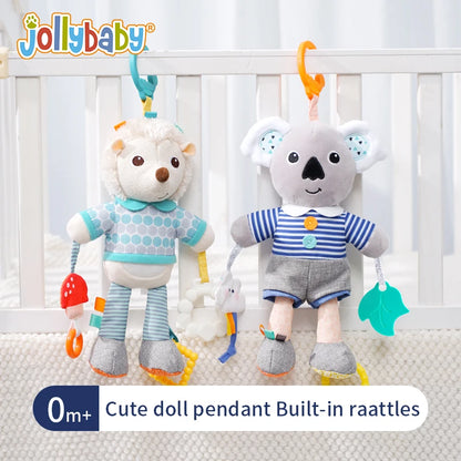 Custom logo Animal Koala Soft Plush Stuffed Toy Baby Hanging Crinkle Rattle Toys for Kids Crib Stroller