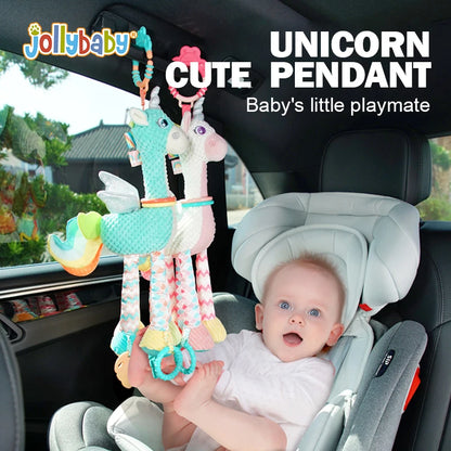Jollybaby Soft Stuffed Animal Rattle Montessori Pull String Toy Baby Hanging Toy for Car Seat Stroller Custom Vibrator Exercise
