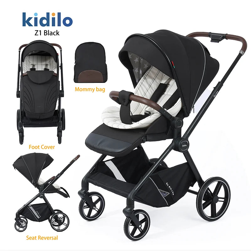 0-3 Years Foldable Baby Stroller Lightweight Non-Toxic Travel Stroller with Adjustable Handle for Toddlers Family Trips Z1