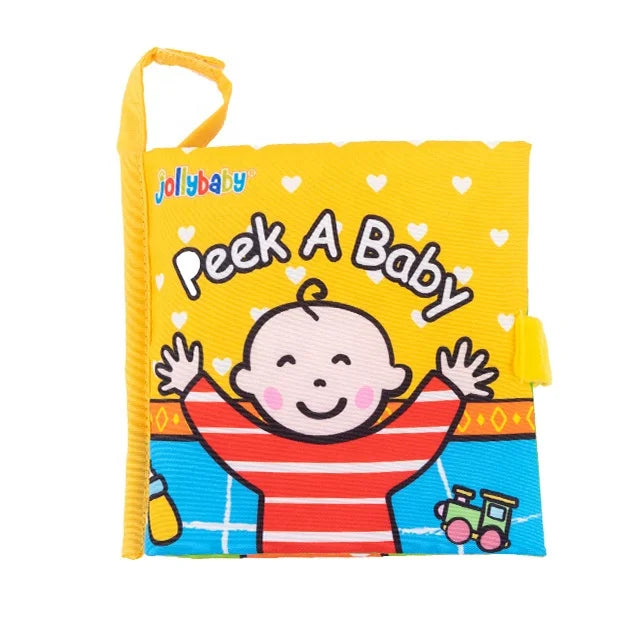 Jollybaby Fribic Activity Cloth Books Unisex Learning Toys Natural Preschool Baby Educational Soft Sensory Crinkle Peek a Baby
