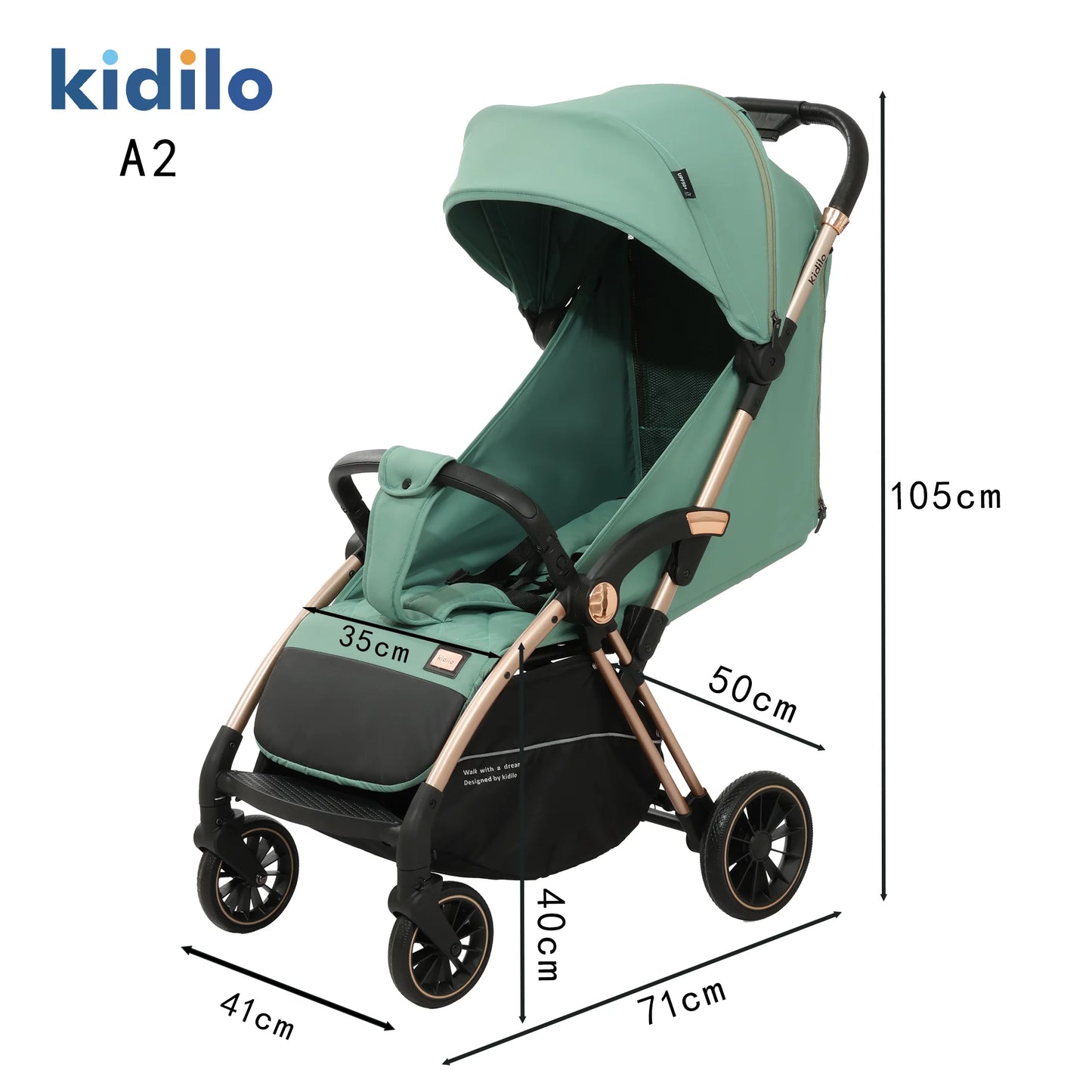 Lightweight Non-Toxic Baby Stroller for 0-3 Years Foldable Travel Stroller with Adjustable Handle Toddlers Family Trips A2