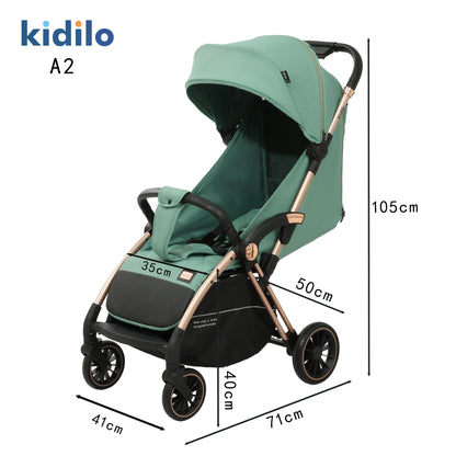 Lightweight Non-Toxic Baby Stroller for 0-3 Years Foldable Travel Stroller with Adjustable Handle Toddlers Family Trips A2