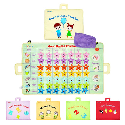 Jollybaby Libro De Tela Education Washable Reusable Sticker Cloth Book Busy Board Montessori Toys