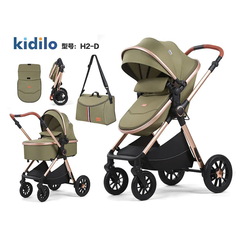 Kidilo 2 in 1 Luxury Folding Travel Wagon Multiple Prams Baby Stroller with Car Seat Set Wholesale From China H2D