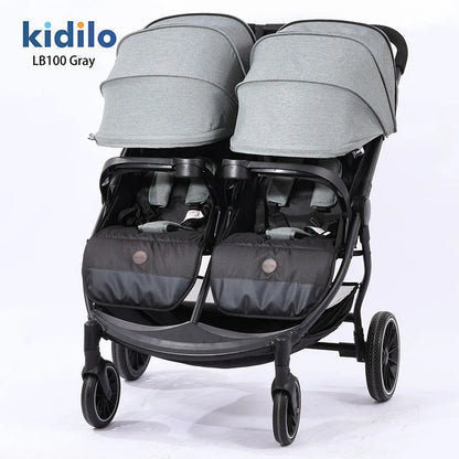 Kidilo 0-3 Years Double Twin Baby Stroller, Foldable Non-Toxic Travel Stroller for Toddlers Kids Daily Walks Family Trips LB100