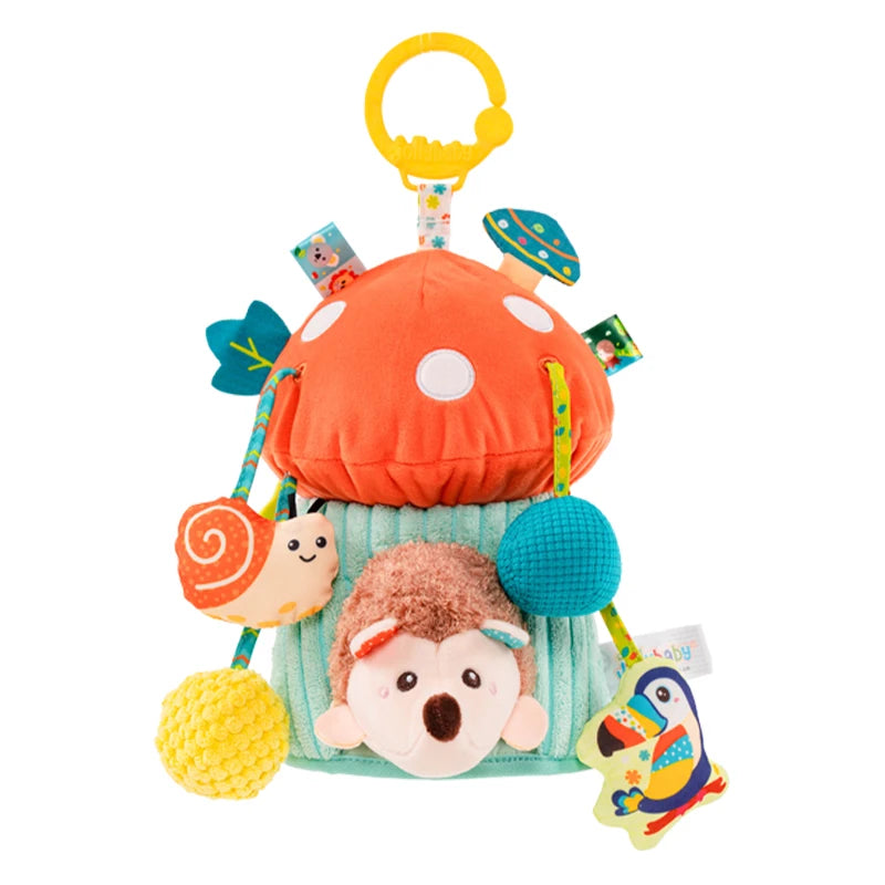 Jollybaby New Baby Bed Toy Cotton Stuffed Elephant Hanging Plush Activity Teether Rattle Bungee Cord Pull for Stroller Teething