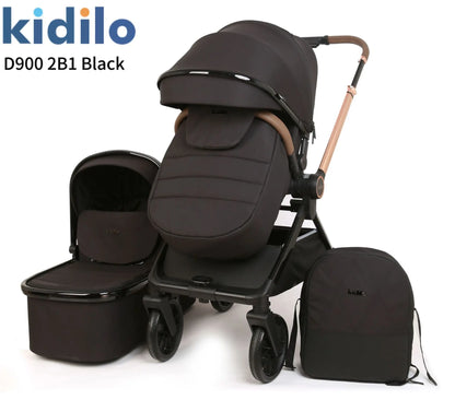 Kidilo Baby Stroller Multiple Luxury Travel Folding Wagon Baby Stroller 2 in 1 with Car Seat Set for Babies Wholesale D900 2B1