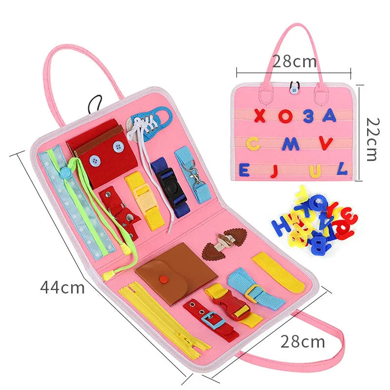 Customization OEM/ODM Toddler Montessori Fine Motor Skill Basic Skill Training Learning Felt Busy Board for Kids  1-6 Years