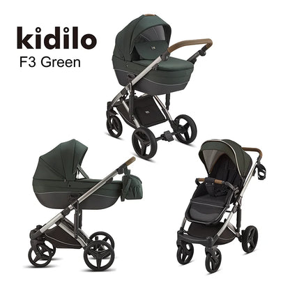 0-3 Years 3 in 1 Kidilo Baby Stroller with Car Seat, Non-Toxic Durable Foldable Travel Stroller for Toddlers Family Trips F3