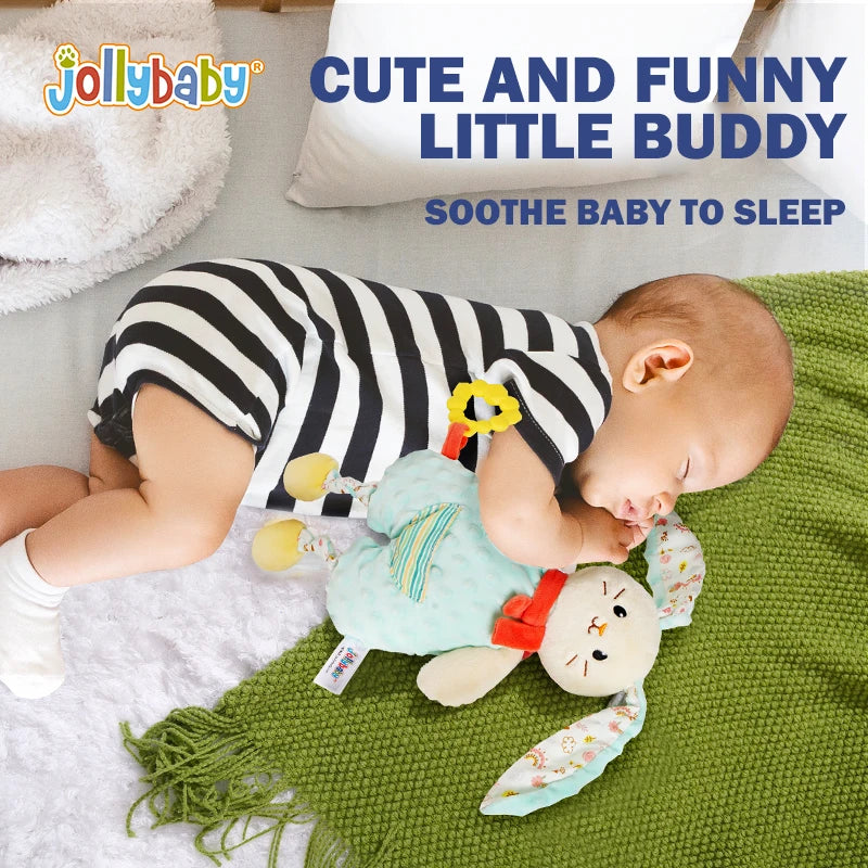 Jollybaby Custom Soft Plush Hand Rattle Baby Rattle Gift Set Newborn Hanging Toys Plastic Animal Toys Including a Stuffed Rabbit