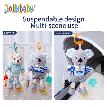 Custom logo Animal Koala Soft Plush Stuffed Toy Baby Hanging Crinkle Rattle Toys for Kids Crib Stroller