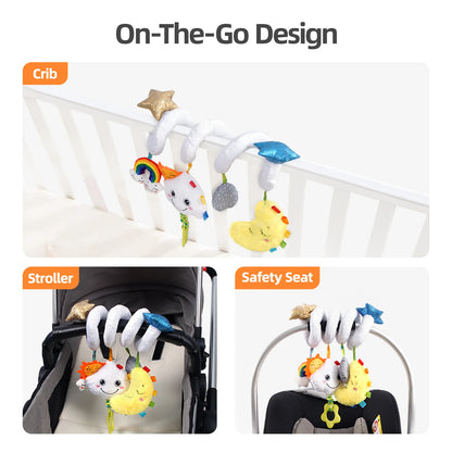 Jollybaby 2025 New Baby Activity Carseat Stroller Musical Hanging Toy Soft Stuffed Spiral Crib Toys