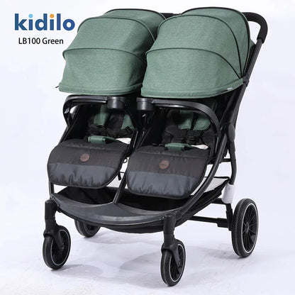 Kidilo 0-3 Years Double Twin Baby Stroller, Foldable Non-Toxic Travel Stroller for Toddlers Kids Daily Walks Family Trips LB100