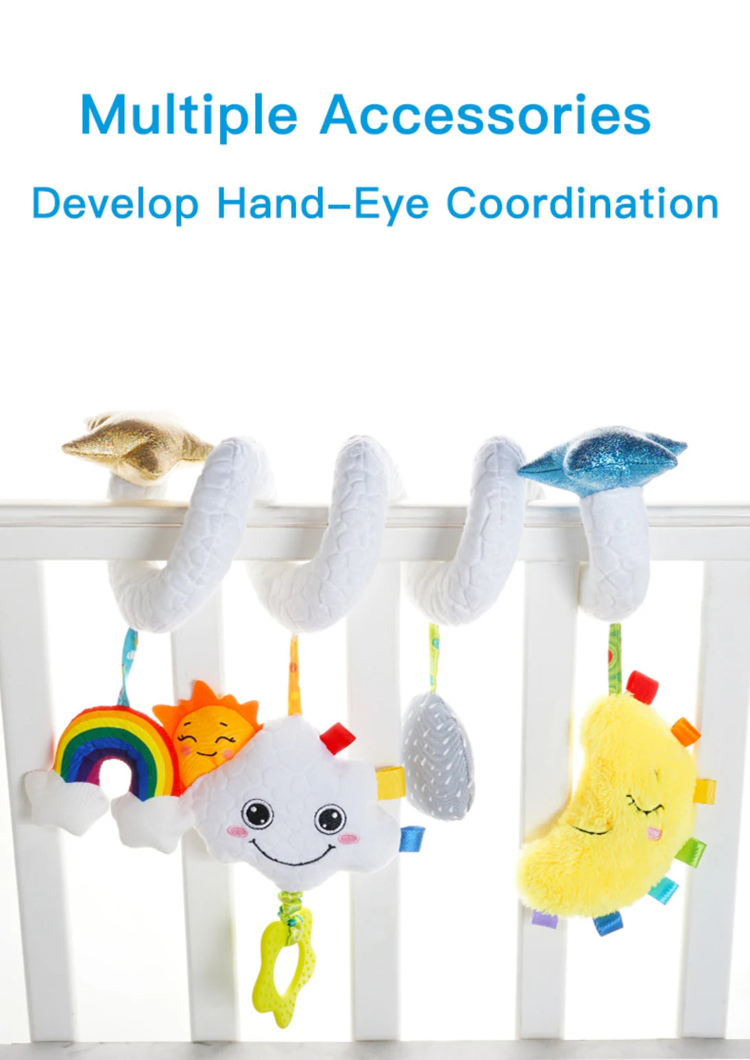 Kid Plush Baby Musical Bed Hanging Rattle Pram Animal Soft Cotton Spiral Activity Suspend Toy for Stroller Soothe the Baby