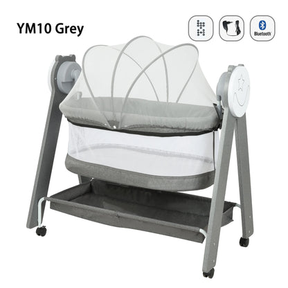 Newborn Foldable Portable Modern Kidilo Luxury Baby Crib, Convertible 3 in 1 Bedside Crib with Mosquito Net for Nursery YM10