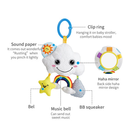 Manufacturer Custom Logo Soft Plush Stuffed Toy Baby Musical Crib Stroller Hanging Rattle Toys for Kids for Car Seats Strollers