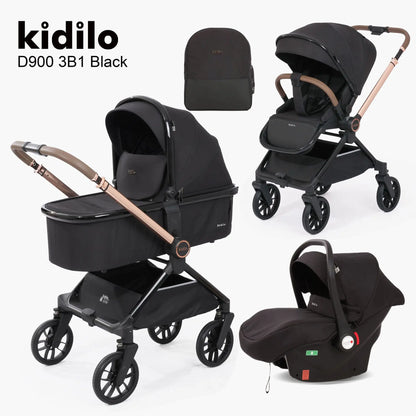 Kidilo Luxury 3 in 1 Baby Stroller Multiple Folding Wagon with Pram and Car Seat Wholesale From China Model D900 3B1