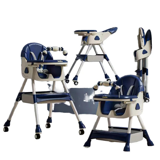 6-36 Months 3 in 1 Kidilo Foldable Baby High Chair, Non-Toxic Feeding Chair with Adjustable Height for Toddler Home Dining E560