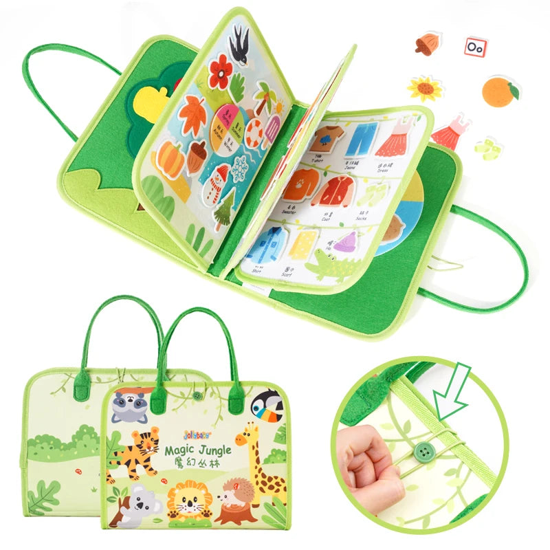 Jollybaby Manufacturer Montessori Interactive Quiet Book Preschool Learning Activities Busy Book Board Game Bag for Toddler