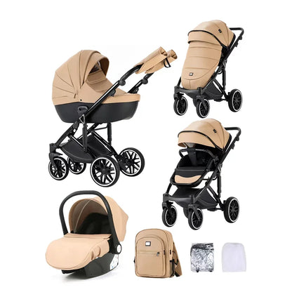 Kidilo 0-3 Years 3 in 1 Baby Stroller with Car Seat Non-Toxic Durable Foldable Travel Stroller for Toddlers Family Trips F2+C