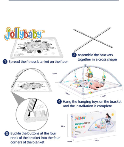JOLLYBABY Customized Newborn Baby Play Gym Mat Stage-Based Developmental Activity Gym Playmats Soft Cotton Toy for Baby