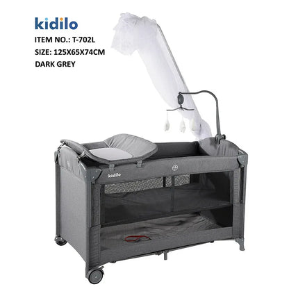 Kidilo Newborn Foldable Travel Play Baby Portable Convertible Bedside Crib Bed 3 in 1 Luxury Set Mosquito Net for Babies T-702L
