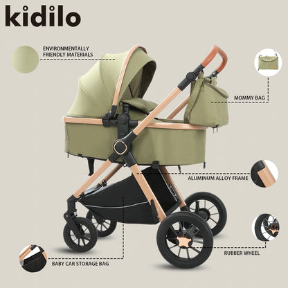 Kidilo 2 in 1 Luxury Folding Travel Wagon Multiple Prams Baby Stroller with Car Seat Set Wholesale From China H2D