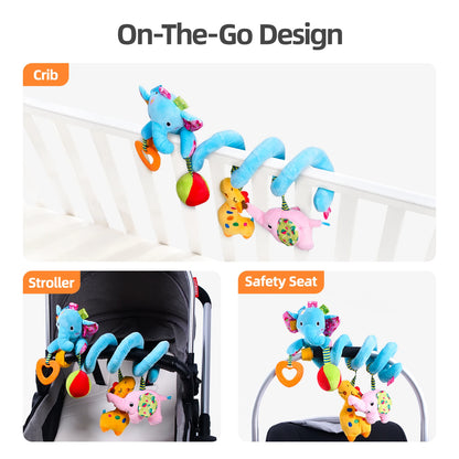Jollybaby OEM Infant Hanging Plush Toys with Squeaker Sensory Baby Rattle Crib Mobile Wholesale Sensory Toys for Infants