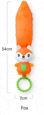 JOLLYBABY Infant Hand Grip Toys Early Development Baby Rattles with Long Animal Tails Soft Sound Handbells
