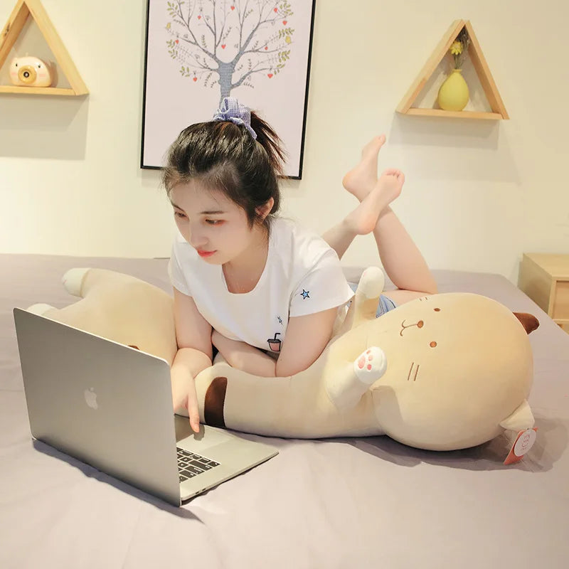 Wholesale Cute Long Stuffed Cat Giant Plush Pillow Cute Cat Stuffed Animals Soft Long Body Throw Sleeping Pillow for Kids Adult