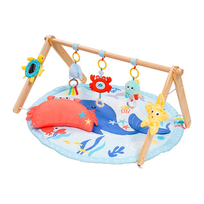 Jollybaby Cotton Activity Gym Play Mats with Wood Mounting Frame Sensory Awakening Baby Play Mat Perfect Gift for Newborn Baby
