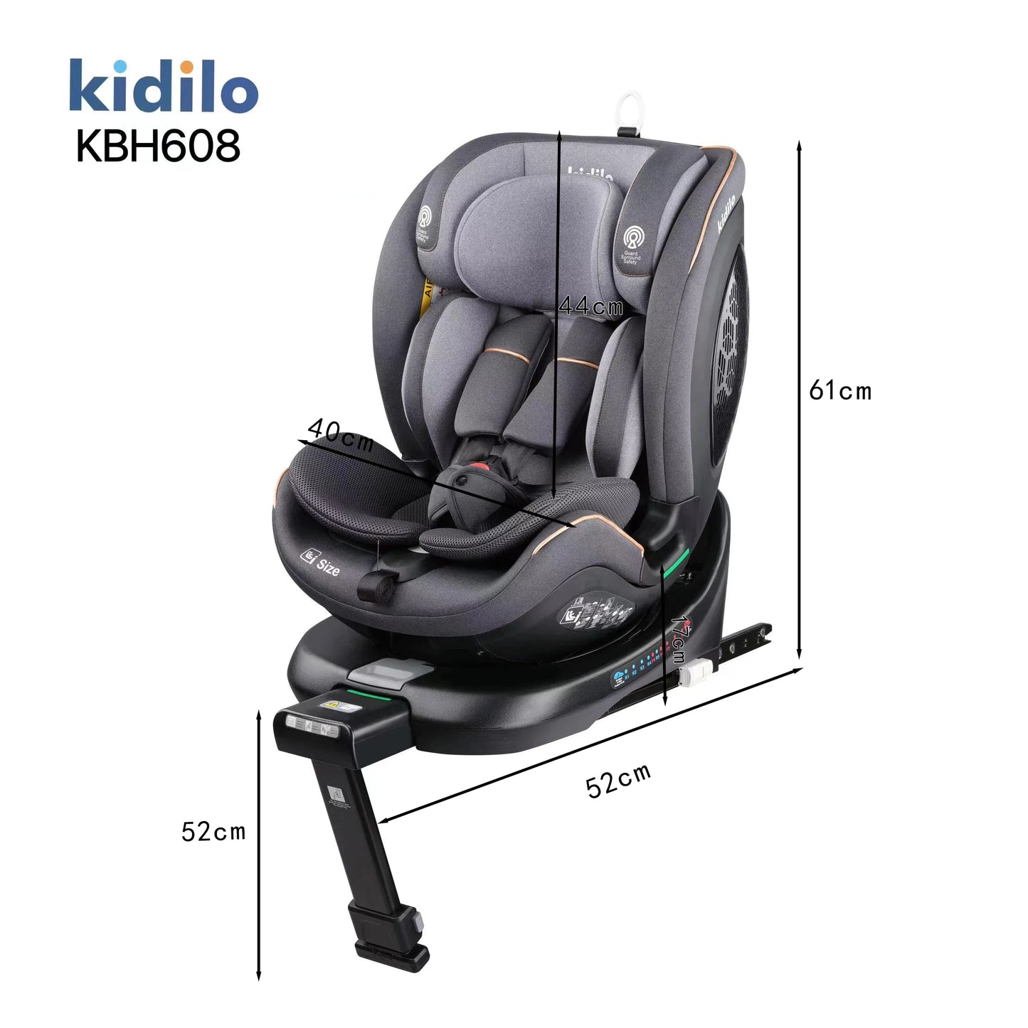 Newborn 0-3 Years 360 Degree Kidilo Baby Car Seat, Infant Car Seats with ISOFIX and Support Leg for Daily Family Rides KBH608