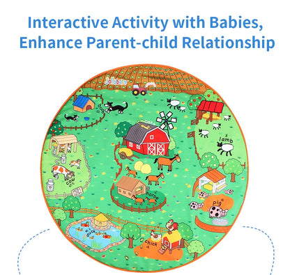 JOLLYBABY Custom Logo Portable Folding Activity Round Mats 2cm Thick Washable Cartoon Toys for Children Baby Play Games