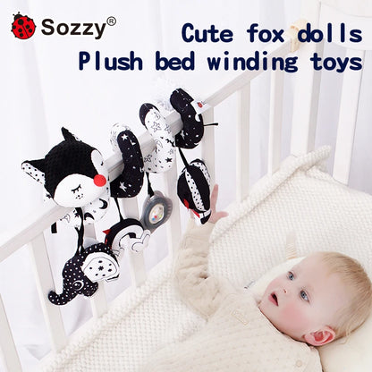 Sozzy Car Seat Manufacturer Soft Animal Fox Soft Animal Plush  Baby High Contrast Activity Stroller Spiral Toys for Bed Crib