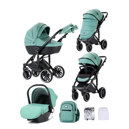 Kidilo 0-3 Years 3 in 1 Baby Stroller with Car Seat Non-Toxic Durable Foldable Travel Stroller for Toddlers Family Trips F2+C