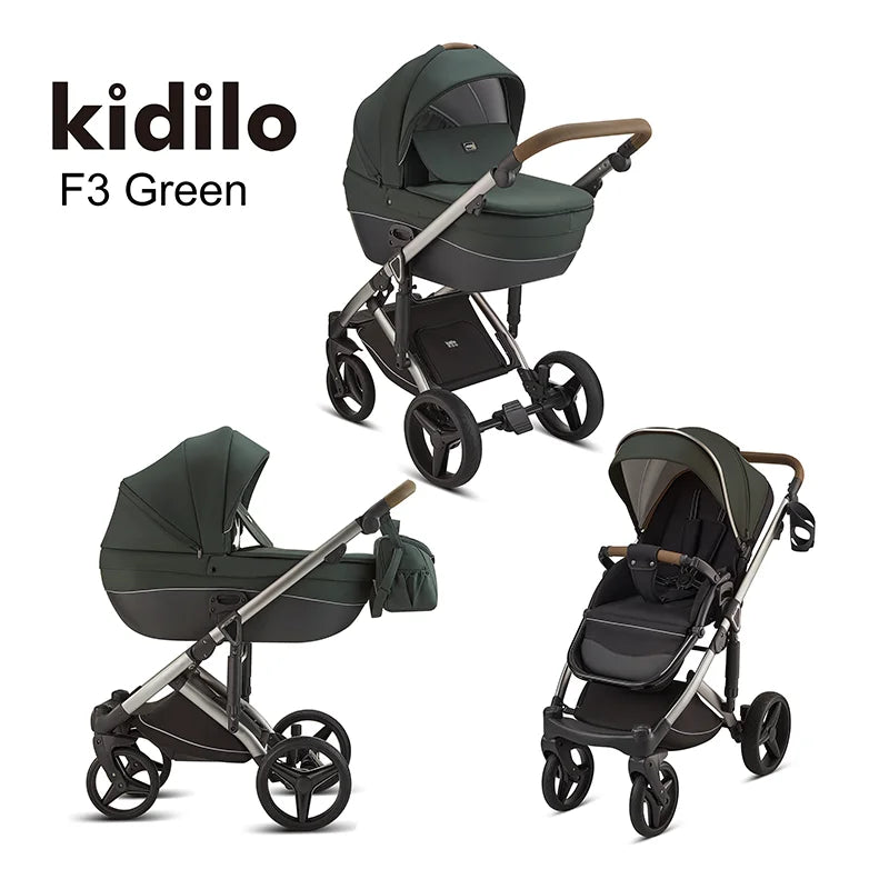 0-3 Years 3 in 1 Kidilo Baby Stroller with Car Seat, Non-Toxic Durable Foldable Travel Stroller for Toddlers Family Trips F3
