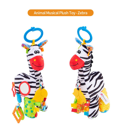 Jollybaby Soft Toy Rattles Hanging Animals Lion Elephant Zebra Horse Musical Toy for Baby's Stroller Car Seat PP Cotton Filling