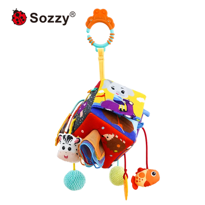 Sozzy Custom Sensory Education Baby Hanging Rattle Toys Soft Activity Plush Toy Montessori Pull String Toys