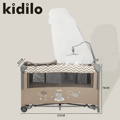 Kidilo Baby Cribs Side Baby Crib | Foldable Play Crib with Multi-Function Design for Newborns Babiescrib for Babies T-701L