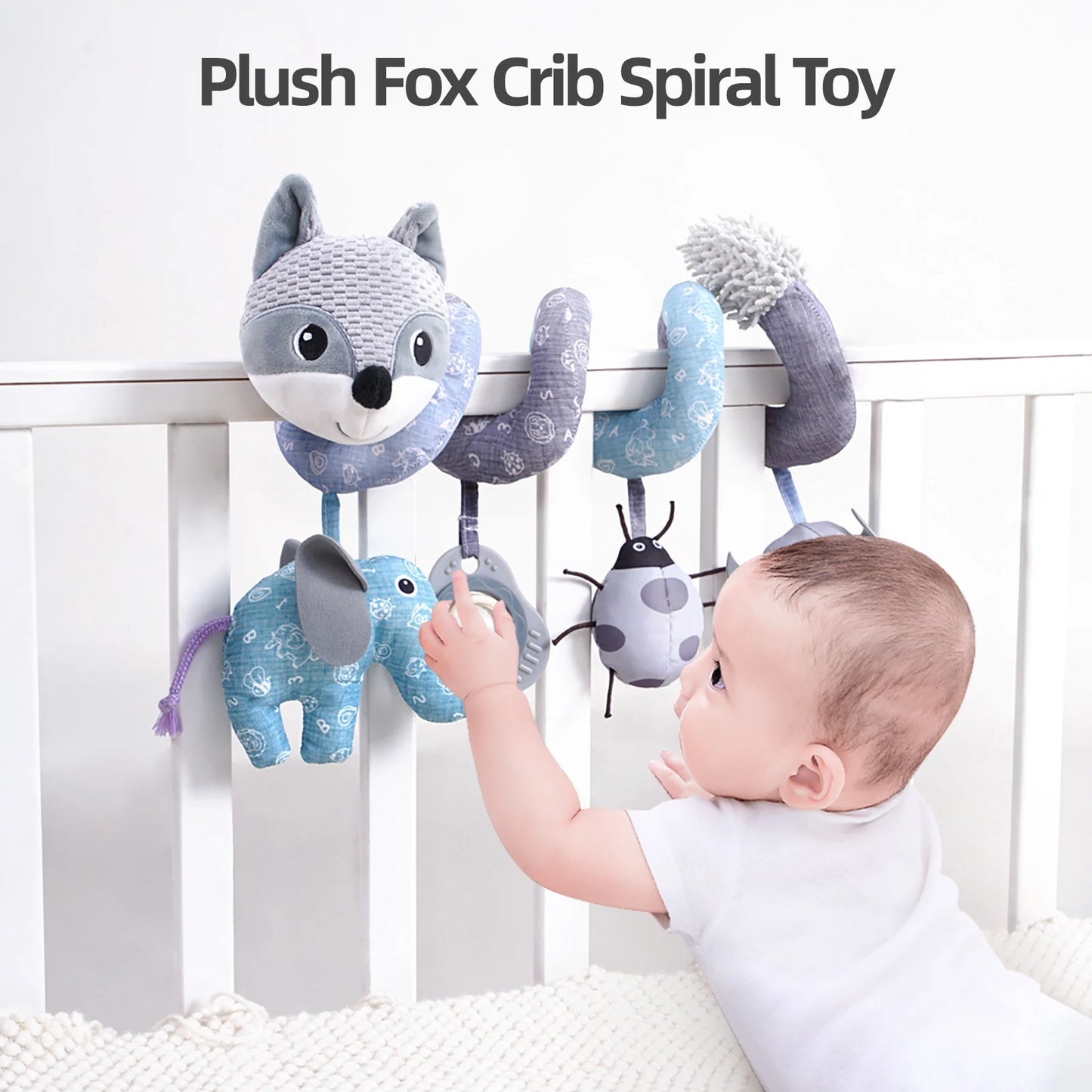 Factory Musical Toy Plush Stuffed Animal with Squeaker Hanging Rattle and Spiral Bed Toys for Baby's Stroller Crib and Mobile