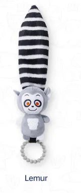 JOLLYBABY Infant Hand Grip Toys Early Development Baby Rattles with Long Animal Tails Soft Sound Handbells