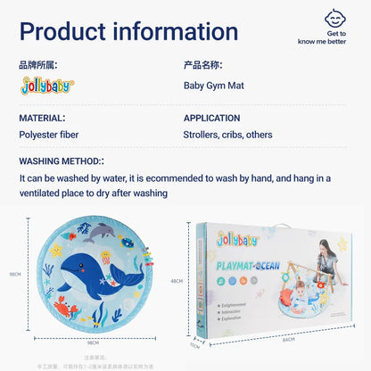 Newborn Infant Essentials Baby Play Gym Activity Mat 5 Detachable Cotton Toys Tummy Time Sensory Development Mat Sports Toy