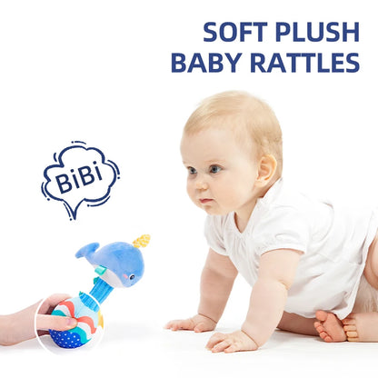 Jollybaby Custom New Animal Stuffed Soft Plush Toy Baby Sensory Rattles Baby Sensory Hand Rattle