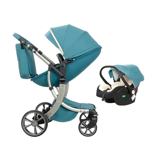 0-3 Years 3 in 1 Kidilo Baby Stroller with Car Seat, Non-Toxic Durable Foldable Travel Stroller for Toddlers Family Trips 609+C