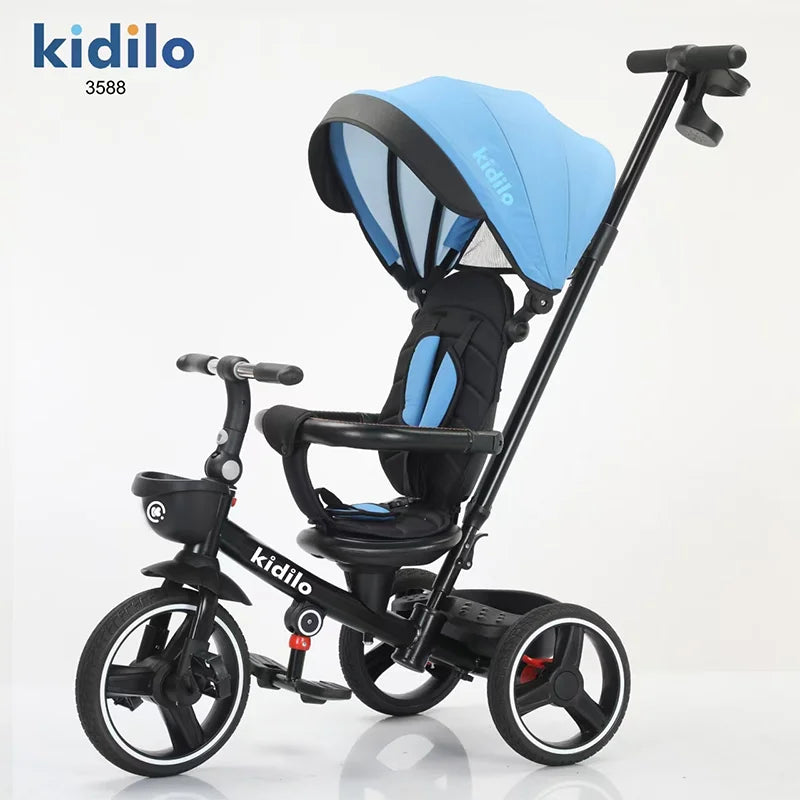 Kidilo Wholesale Baby Strollers 6 Months-3 Years 3-in-1 Ride-On Push Tricycle Stroller with Push Handle for Toddler Outdoor 3588