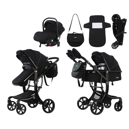 0-3 Years 3 in 1 Kidilo Baby Stroller with Car Seat, Non-Toxic Durable Foldable Travel Stroller for Toddlers Family Trips G600+C